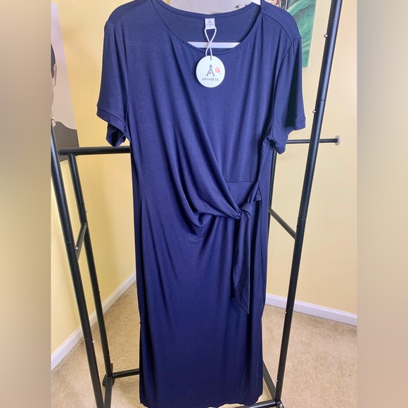 NWT ANRABESS Dress with Front Tie in Navy, Size XL - Picture 6 of 11